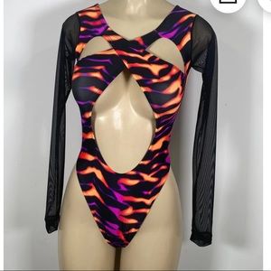 Rave zebra bodysuit